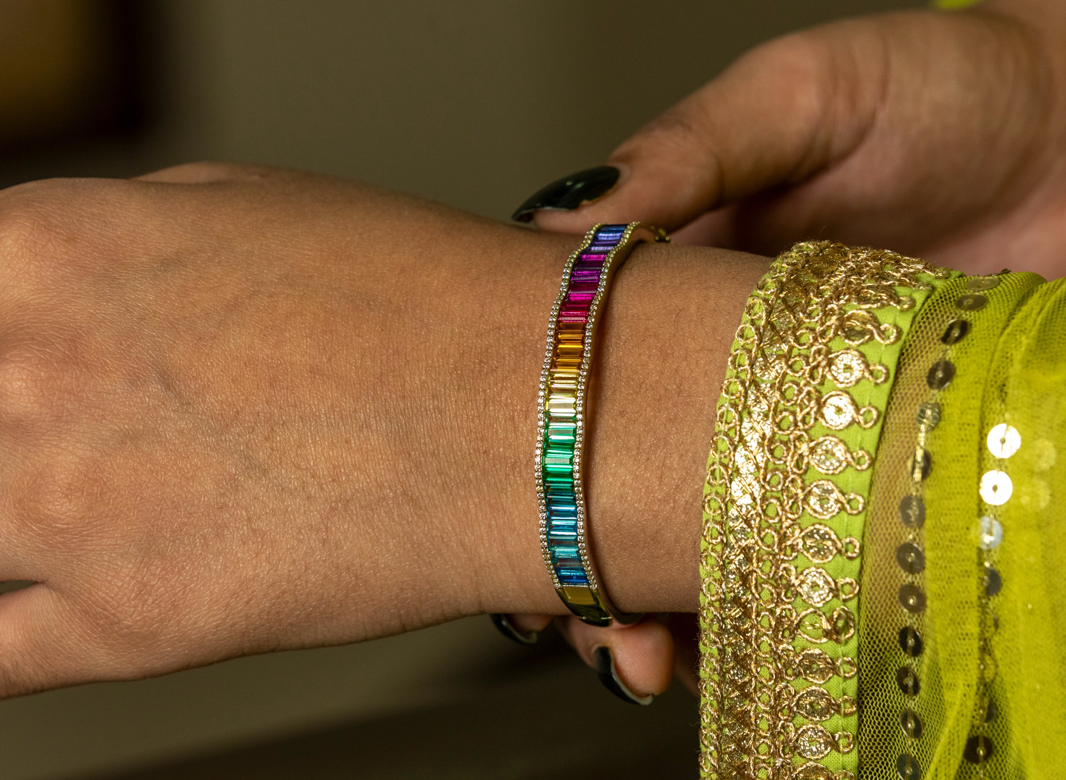 Rainbow Baguette Bangle