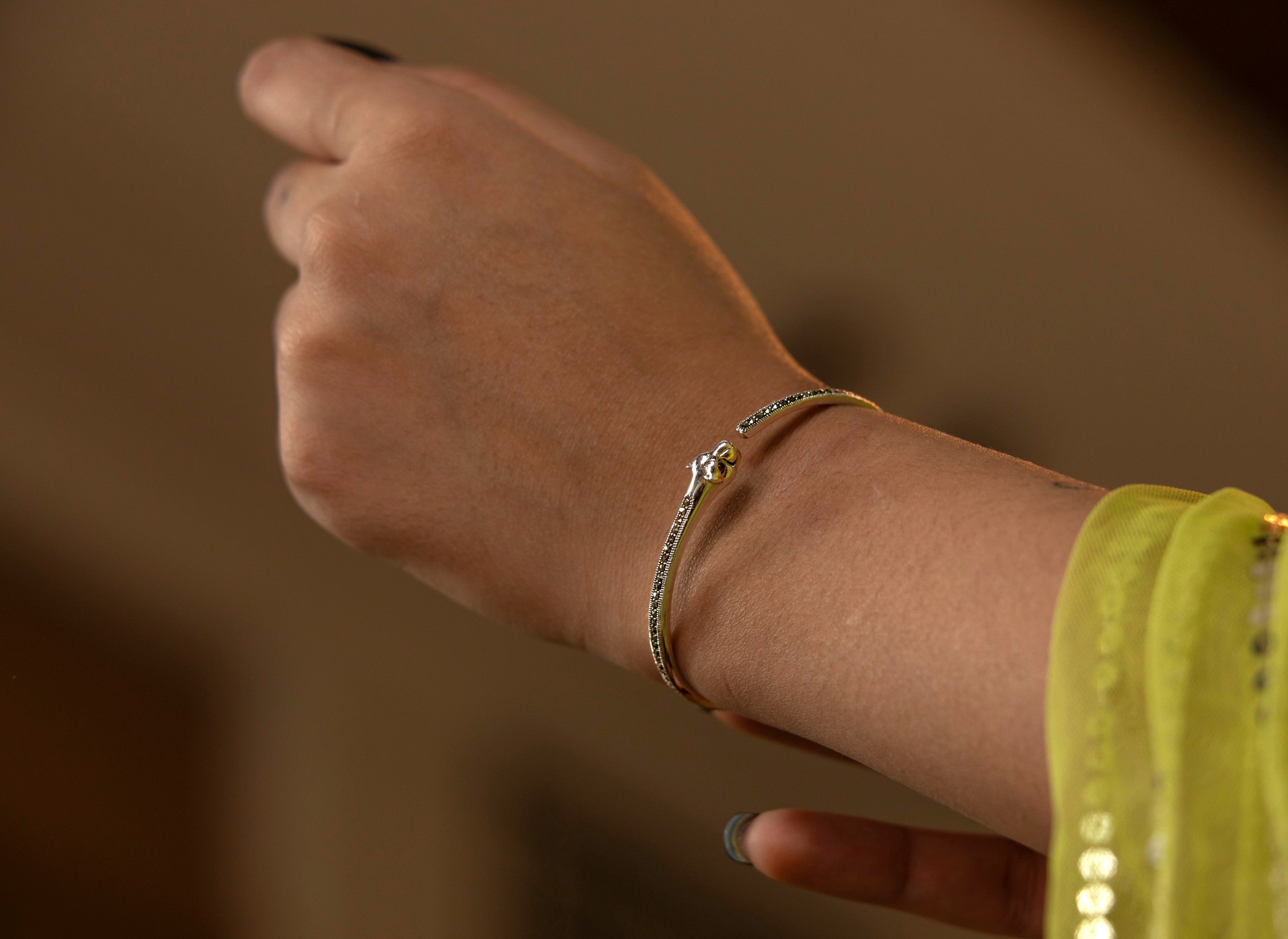 Panther Head Cuff Bangle