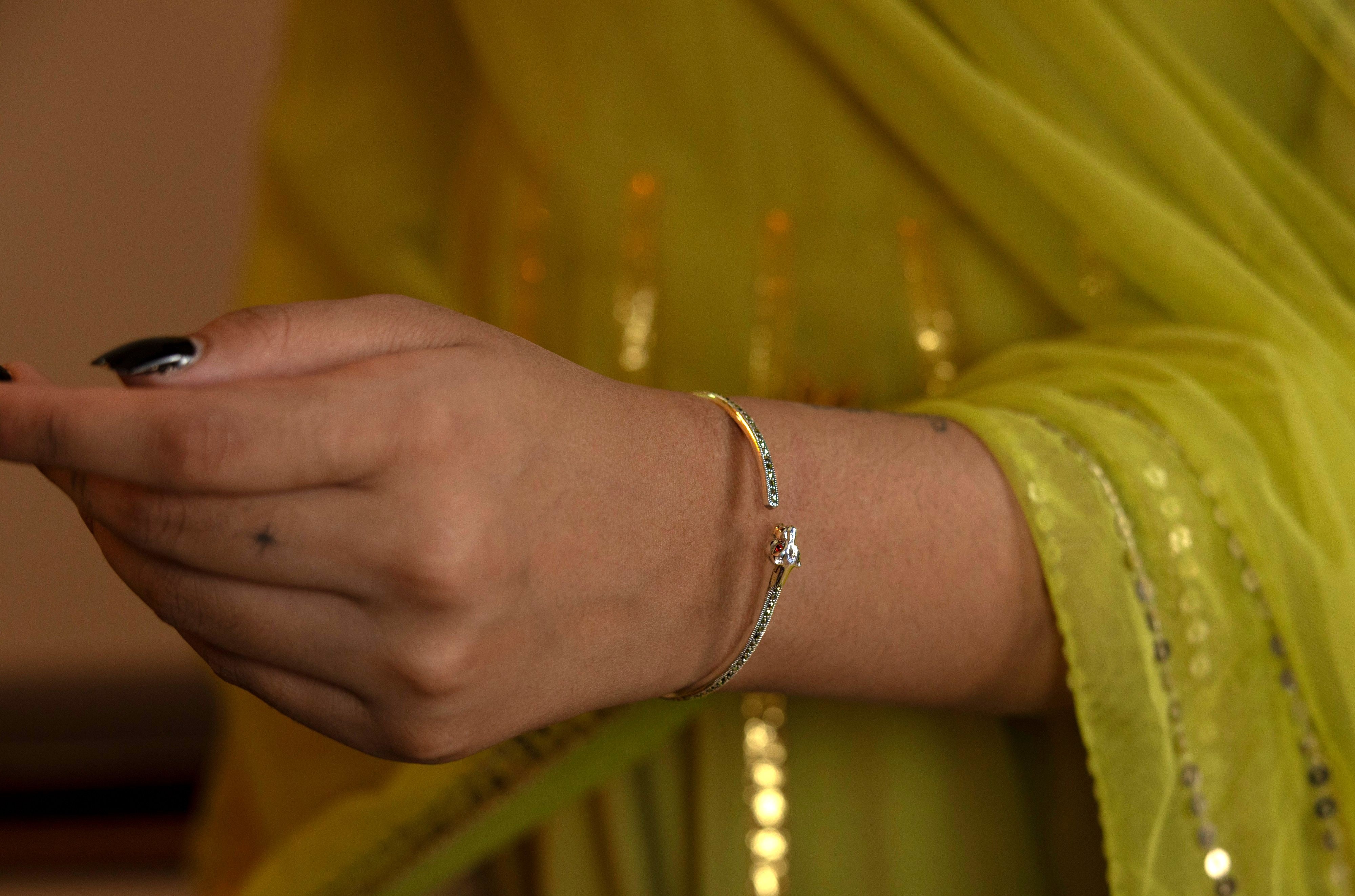 Panther Head Cuff Bangle